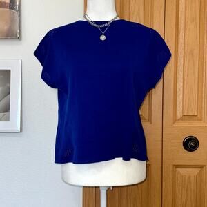 Adidas Fitness T-Shirt Women's M Blue Cropped Logo Workout Training Activewear